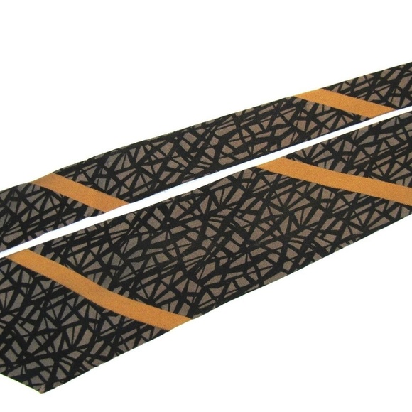 PANCALDI Tie Black Gray Bronze Lattice Web Stripe - Picture 3 of 7